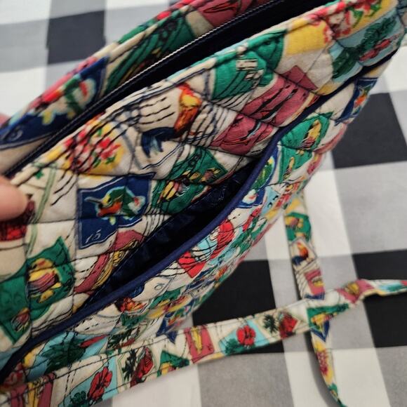 Vera Bradley Cuban Stamps Triple Zip Crossbody Bag Purse - Picture 12 of 12
